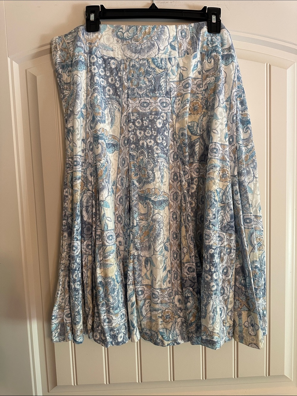 Ruby Rd. Blue and Cream Floral A-Line Skirt